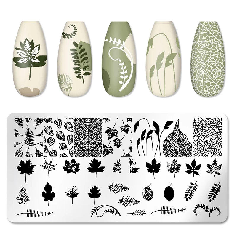 Nail Stamping Plate Flower Leaf Geometry Stamp Template Snakeskin Nail Image Plate Stencil DIY Printing Stainless Steel Tools