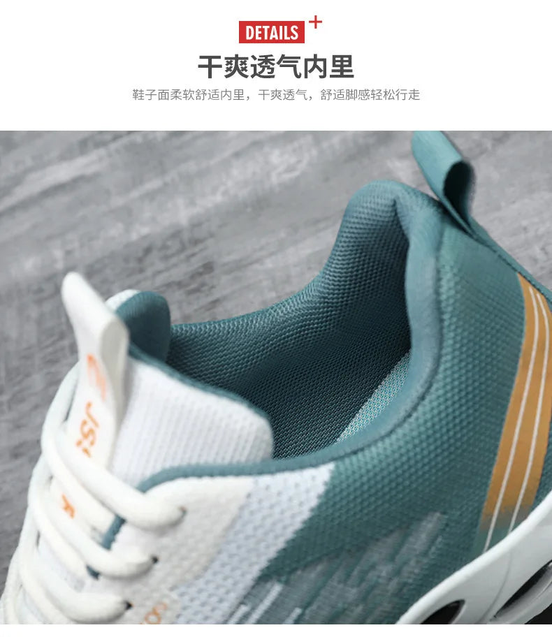 Men's Shoes Spring fashion 2025 lace-up Soft sole sports single shoes flying woven Casual style men's Running shoes sneakers