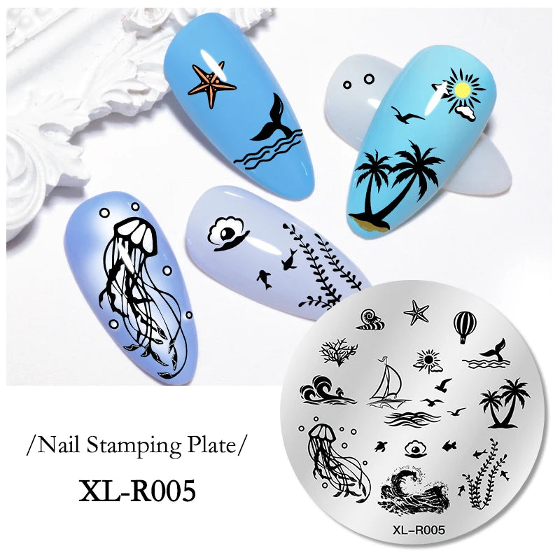 Nail Stamping Plate Flower Leaf Geometry Stamp Template Snakeskin Nail Image Plate Stencil DIY Printing Stainless Steel Tools