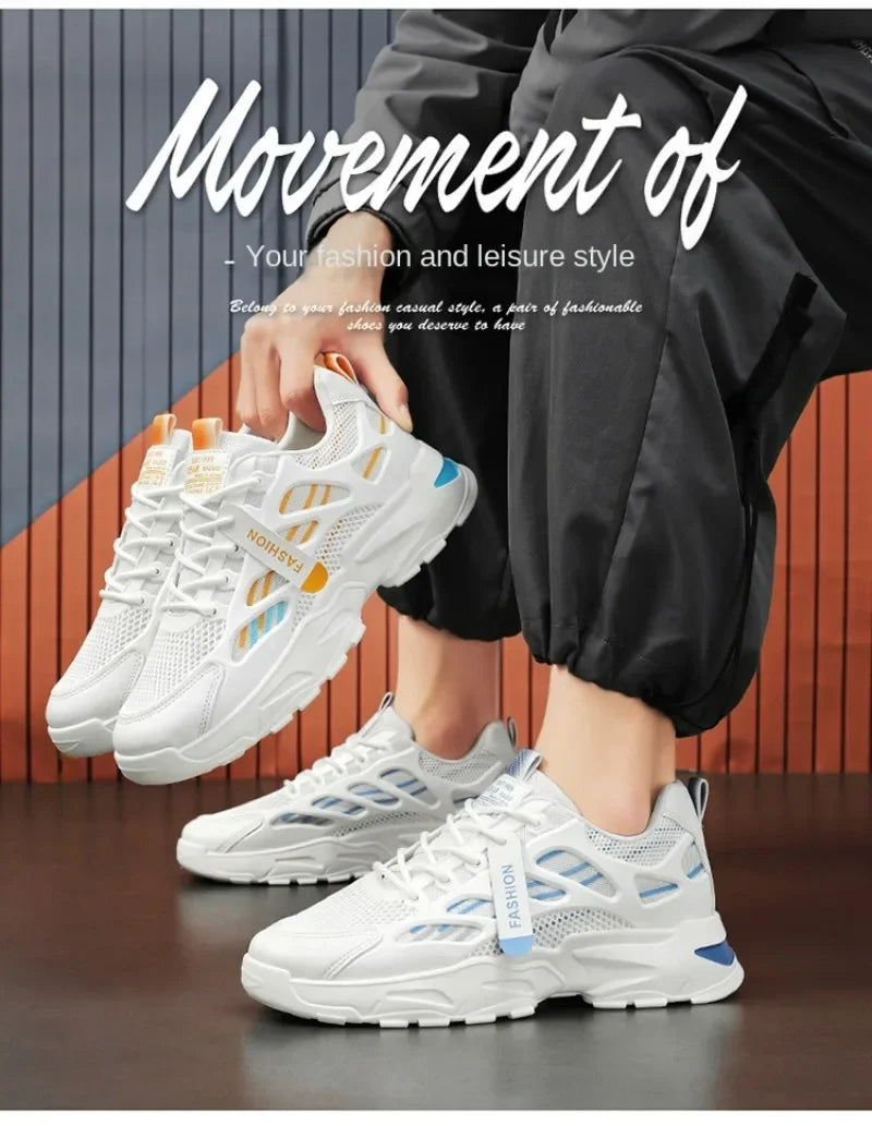 Men's Casual Sneakers Summer Breathable Anti Slip Mesh Outdoor Running Shoes Student Sneaker Tennis Shoes Zapatillas Informales