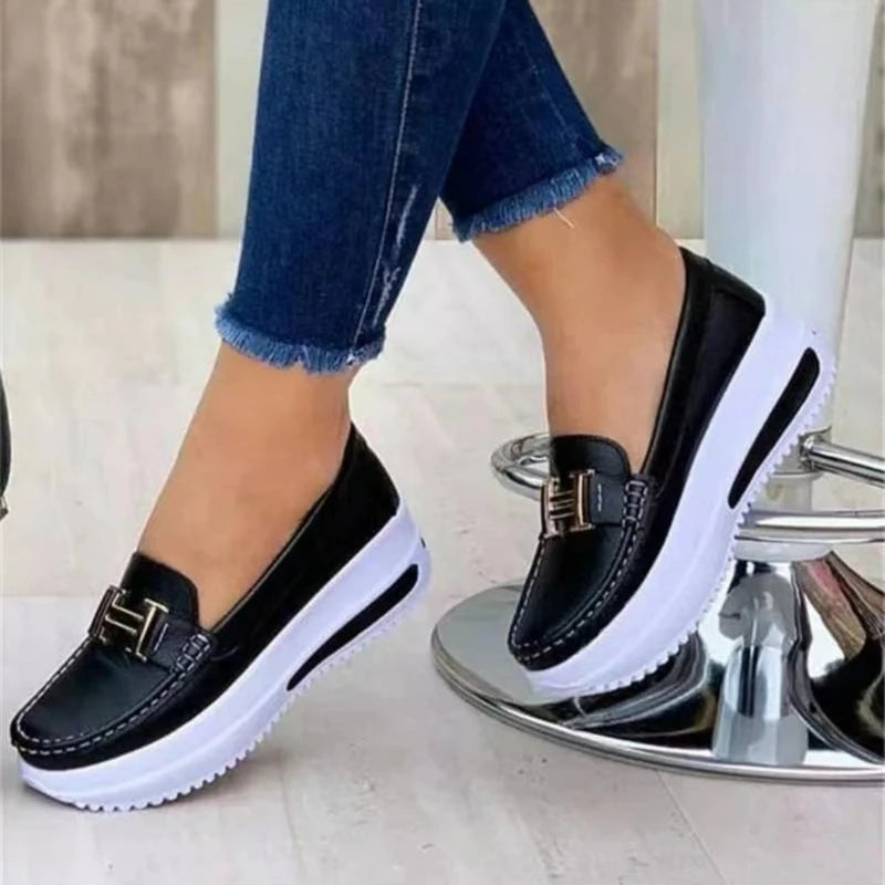 Women Vulcanized Shoes Round Toe Sneakers Outdoor Female Casual Shoes Platform Walking Women Shoes Shallow Slip-on Flat Shoe New