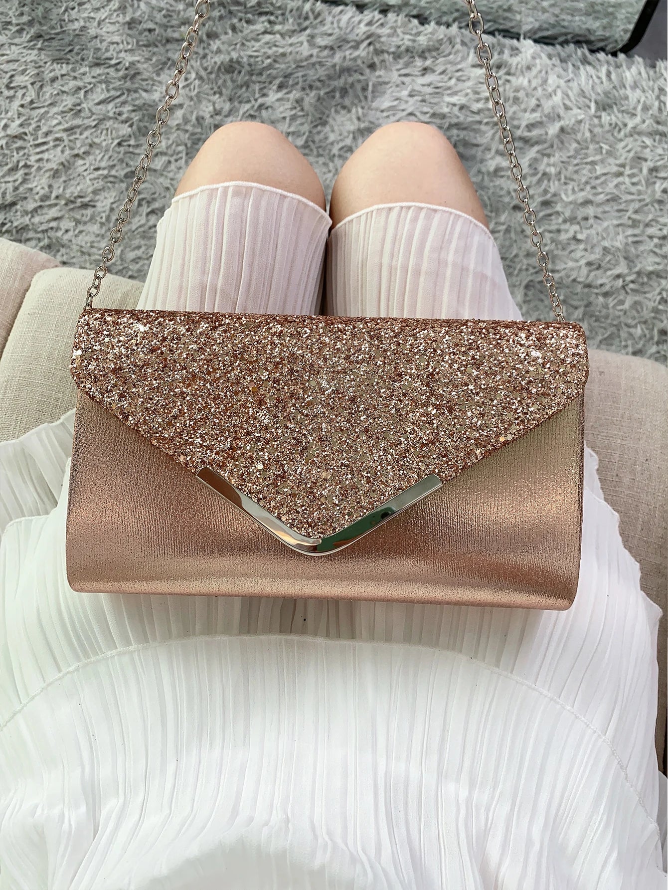Glitter Bling,Shiny Elegant And Fashionable Envelope Clutch Bag, Party Wedding Handbag For Women Dinner Bag