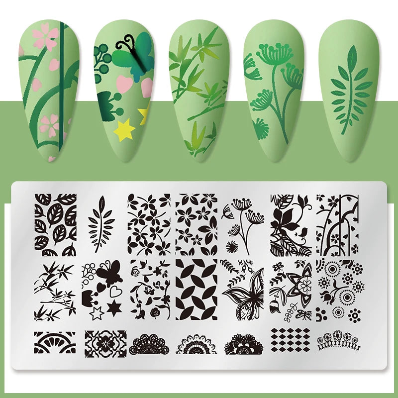 Nail Stamping Plate Flower Leaf Geometry Stamp Template Snakeskin Nail Image Plate Stencil DIY Printing Stainless Steel Tools