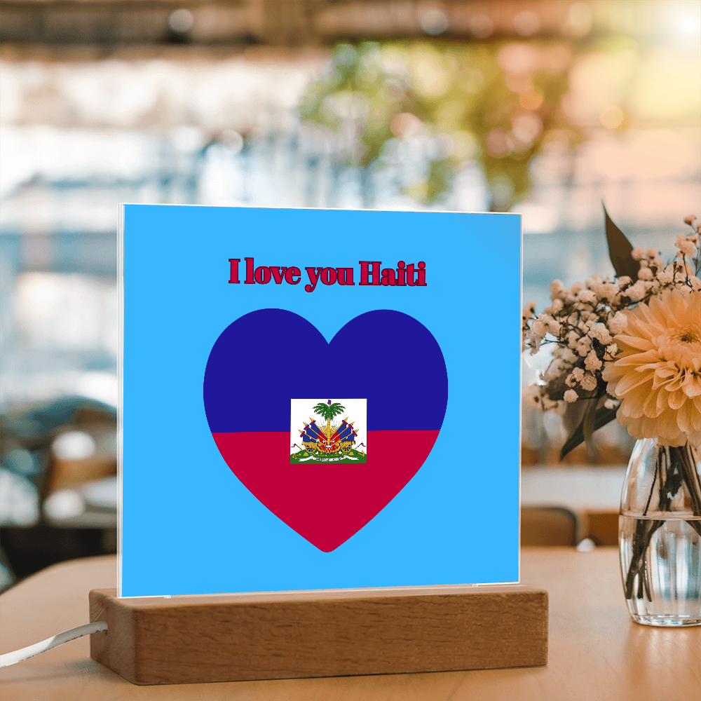 Acrylic square plaque  haitian flag