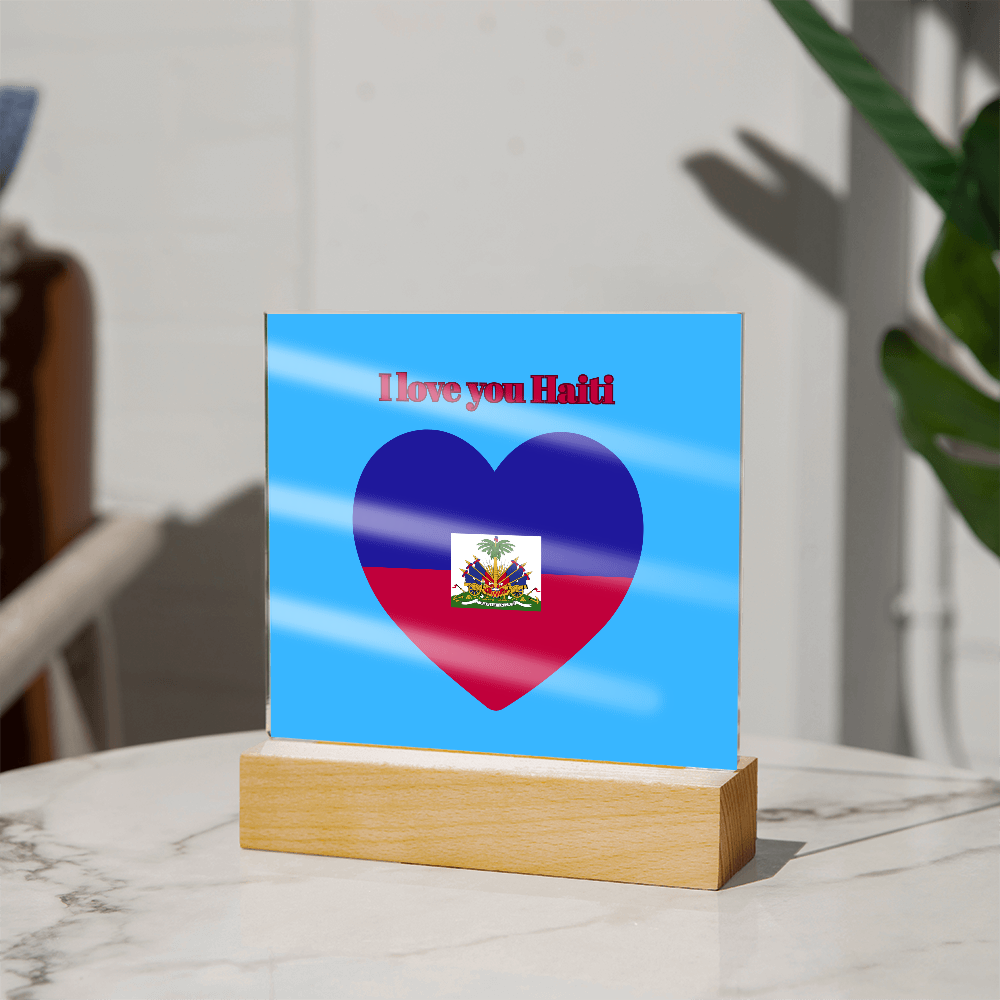 Acrylic square plaque  haitian flag