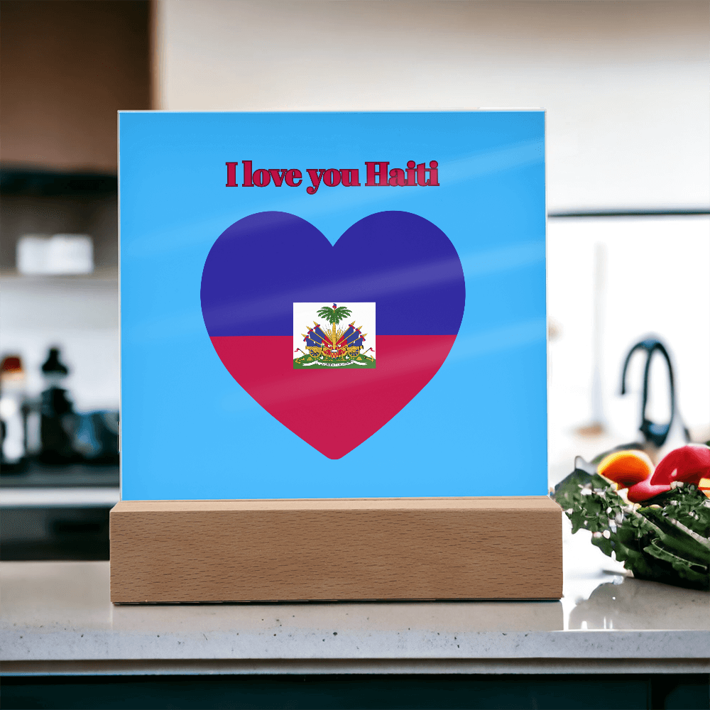 Acrylic square plaque  haitian flag