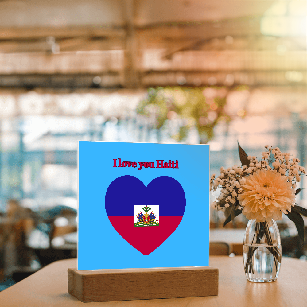 Acrylic square plaque  haitian flag
